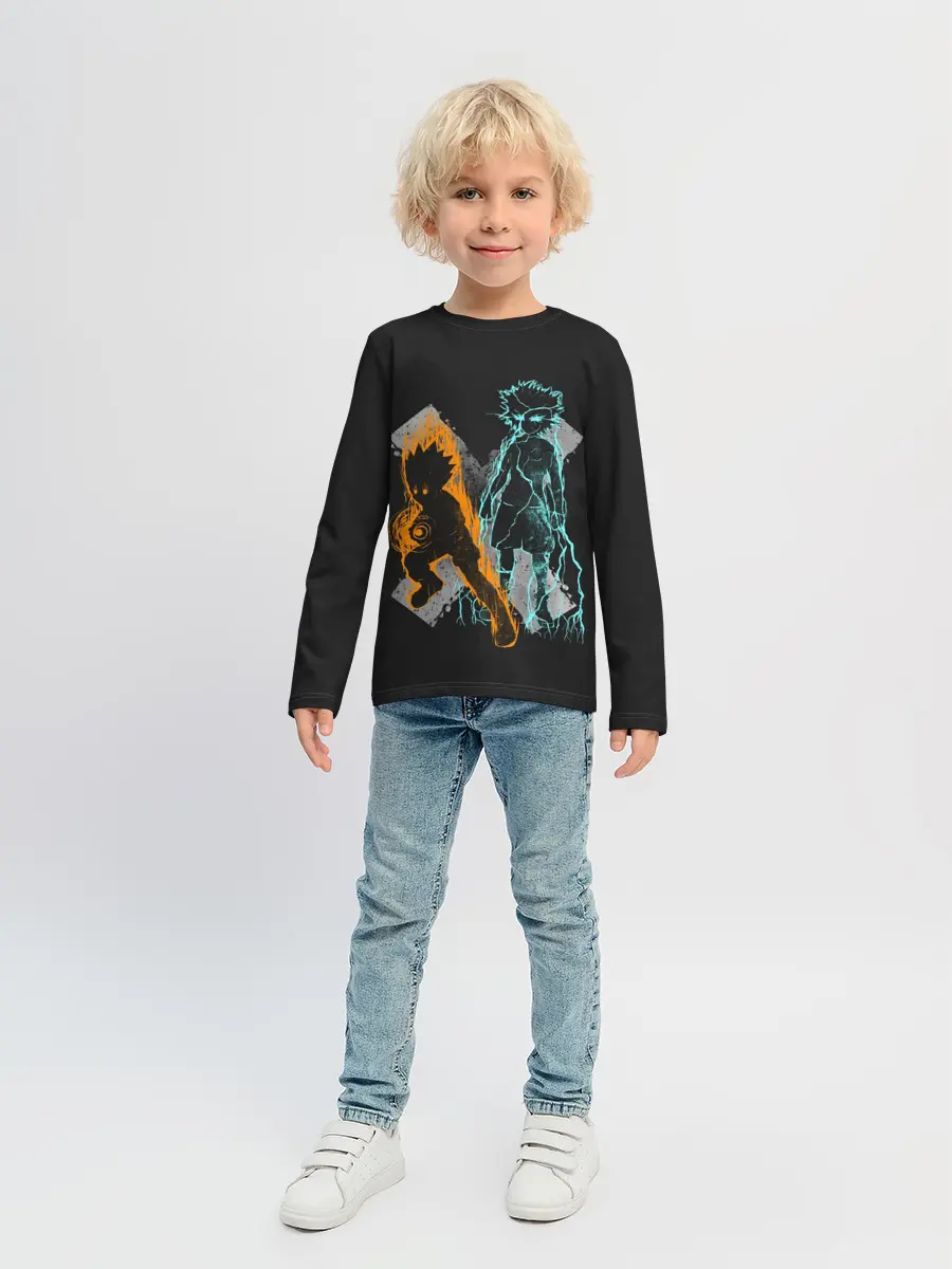 Детский лонгслив / Logo Hunter с персонажами