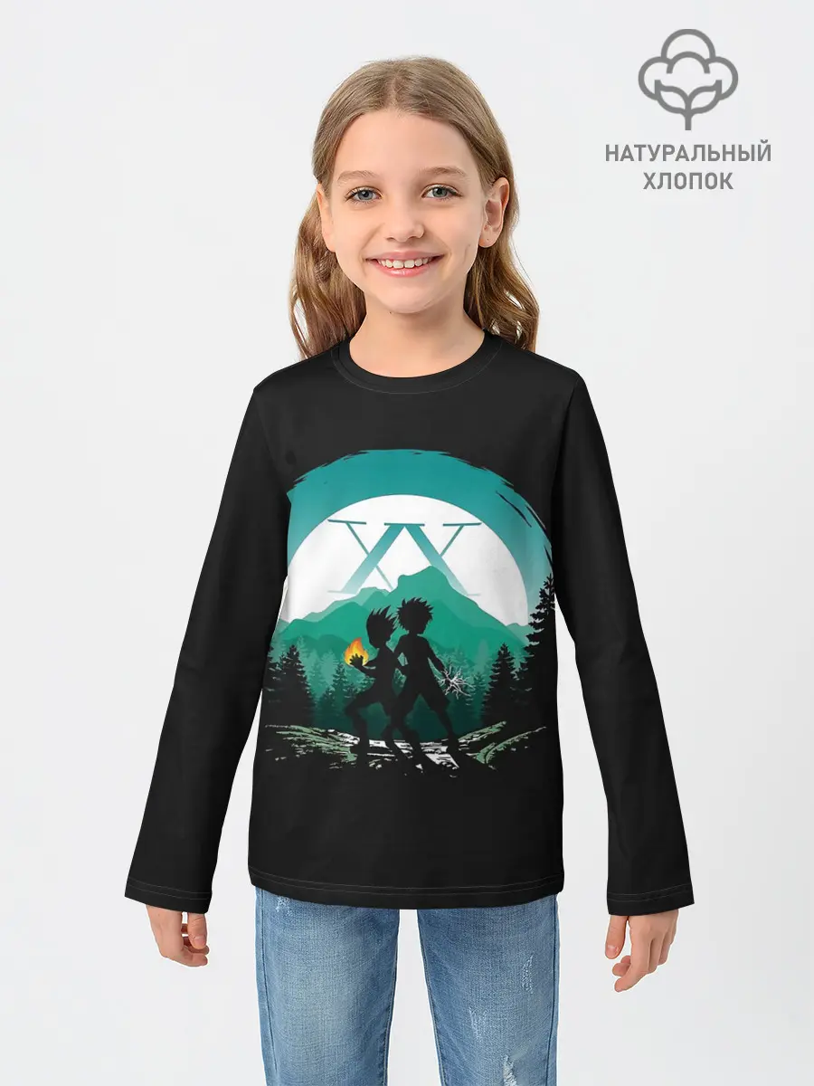 Детский лонгслив / HH в круге бирюзовом