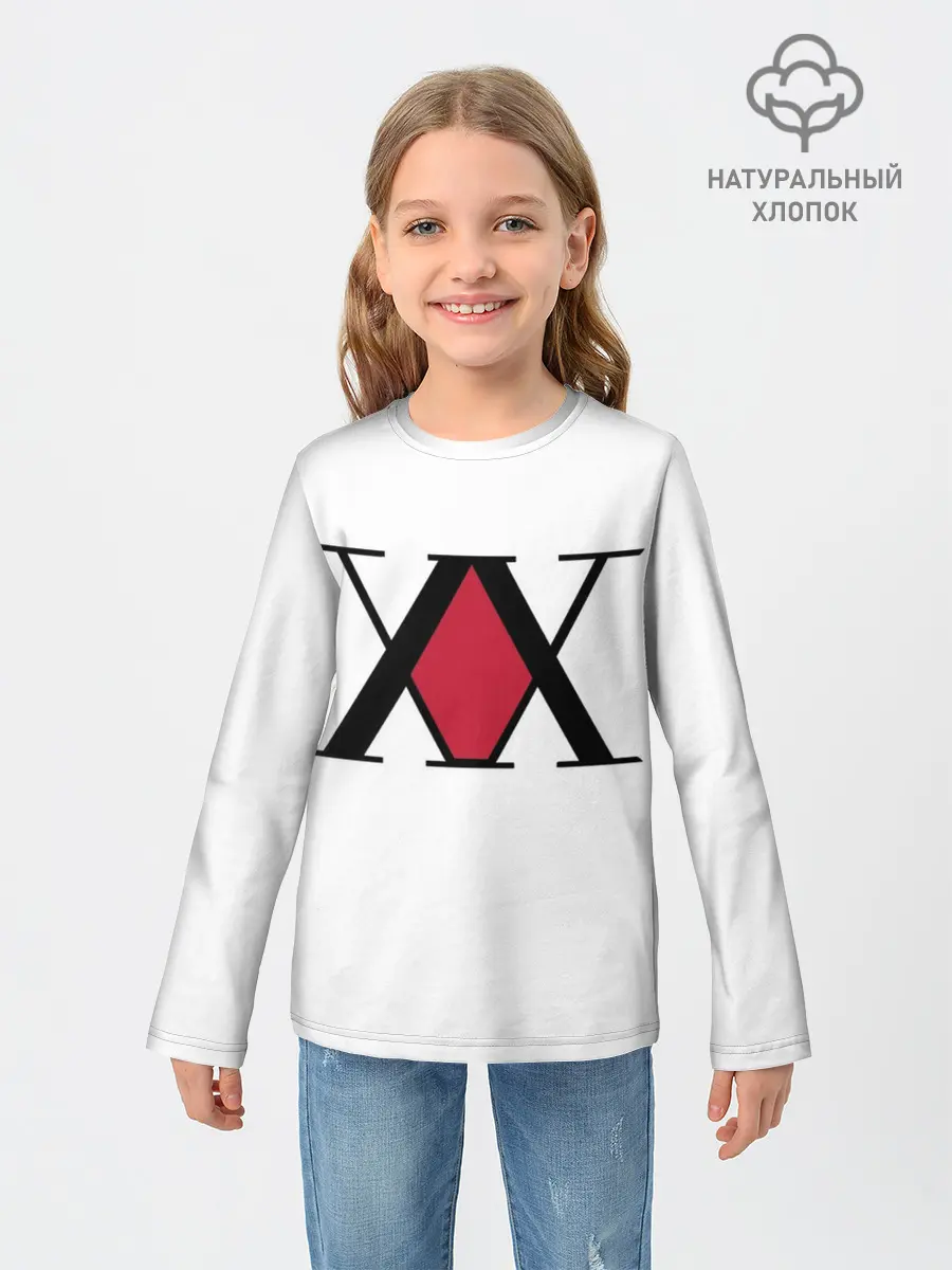 Детский лонгслив / XX посередине красное на белом