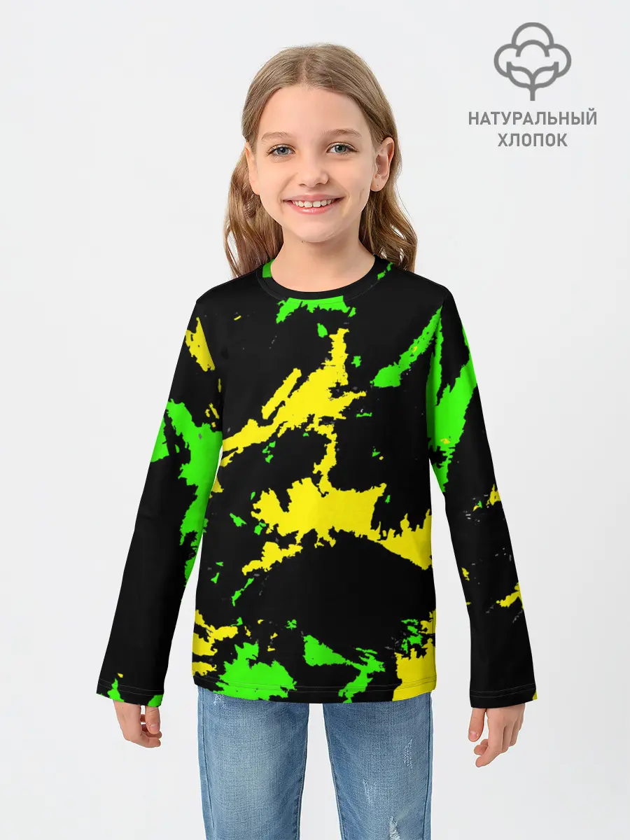 Детский лонгслив / Желто-зеленый