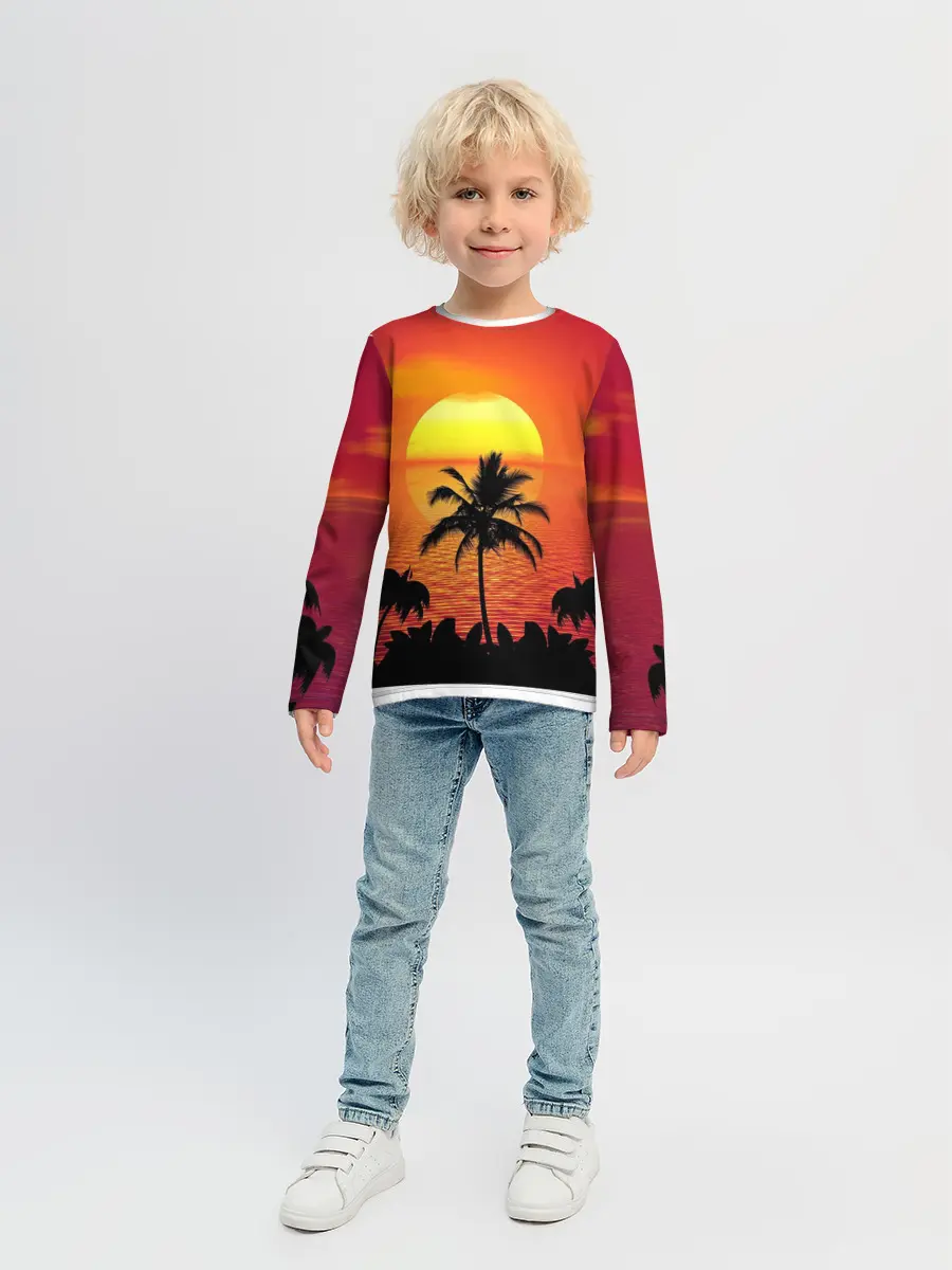 Детский лонгслив / Пальмы на фоне моря