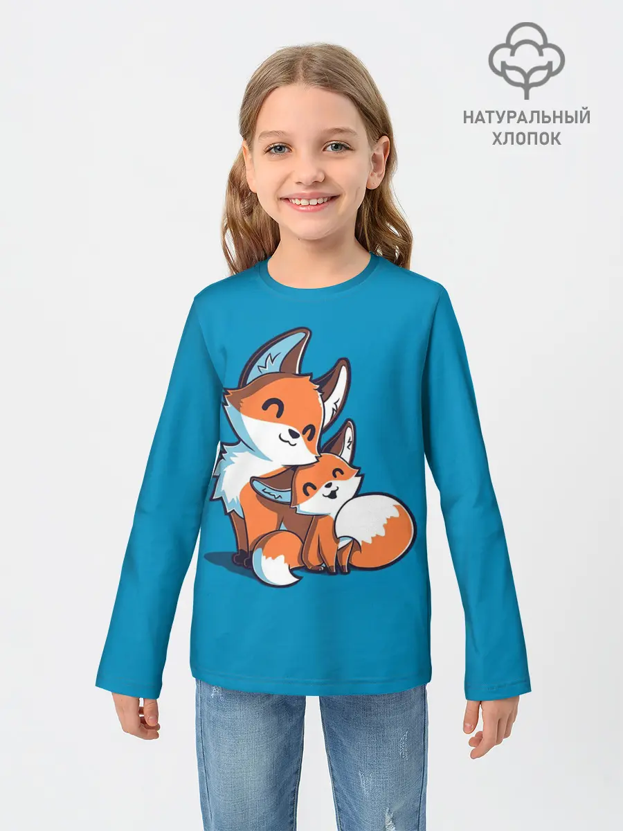 Детский лонгслив / Лисья семья