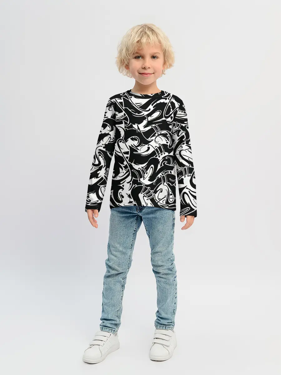 Детский лонгслив / Tattoo | BlackWhite
