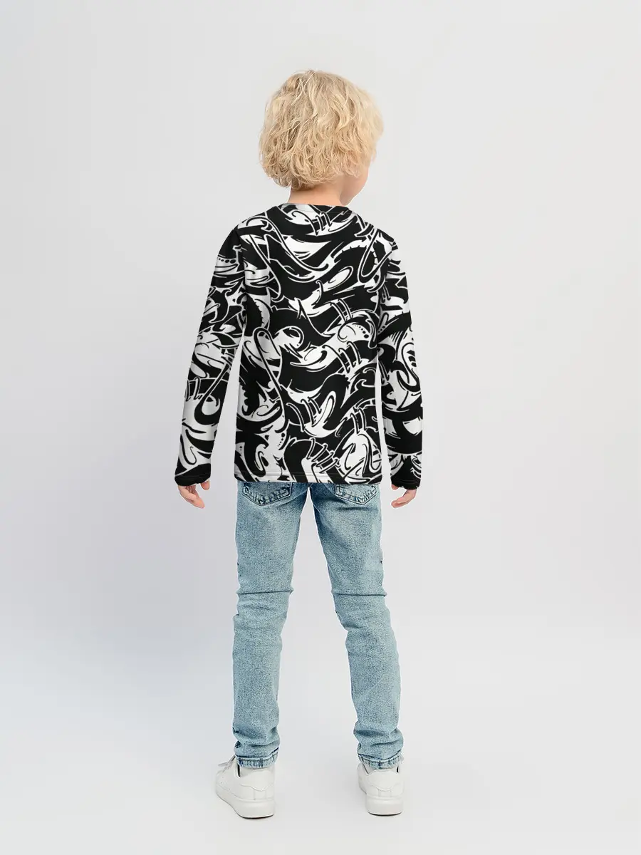 Детский лонгслив / Tattoo | BlackWhite