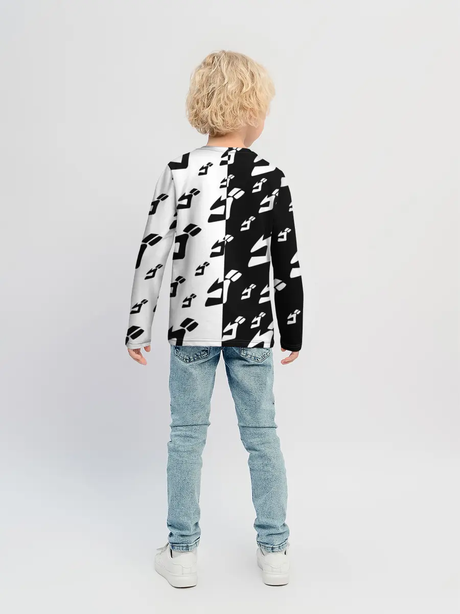 Детский лонгслив / Паттерн ДжоДжо черно-белый