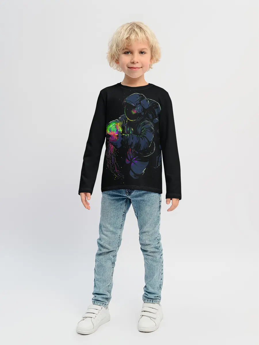 Детский лонгслив / Медуза и космонавт