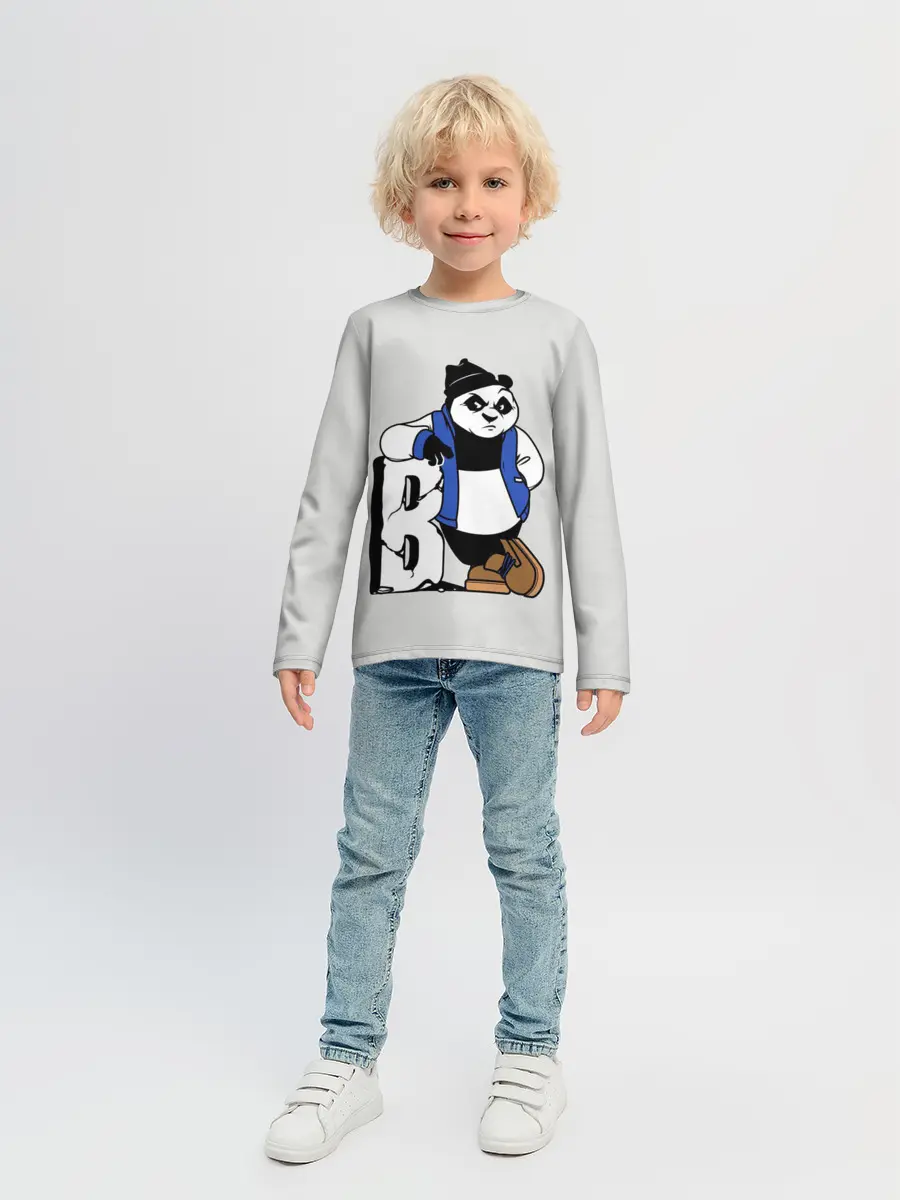 Детский лонгслив / Серьёзная Панда