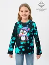Детский лонгслив / Новогодний пингвин
