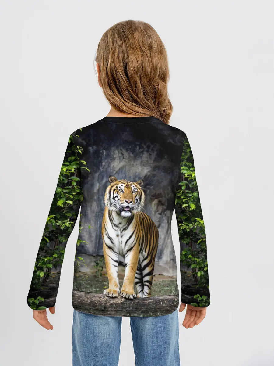 Детский лонгслив / ТИГР В ЛЕСУ
