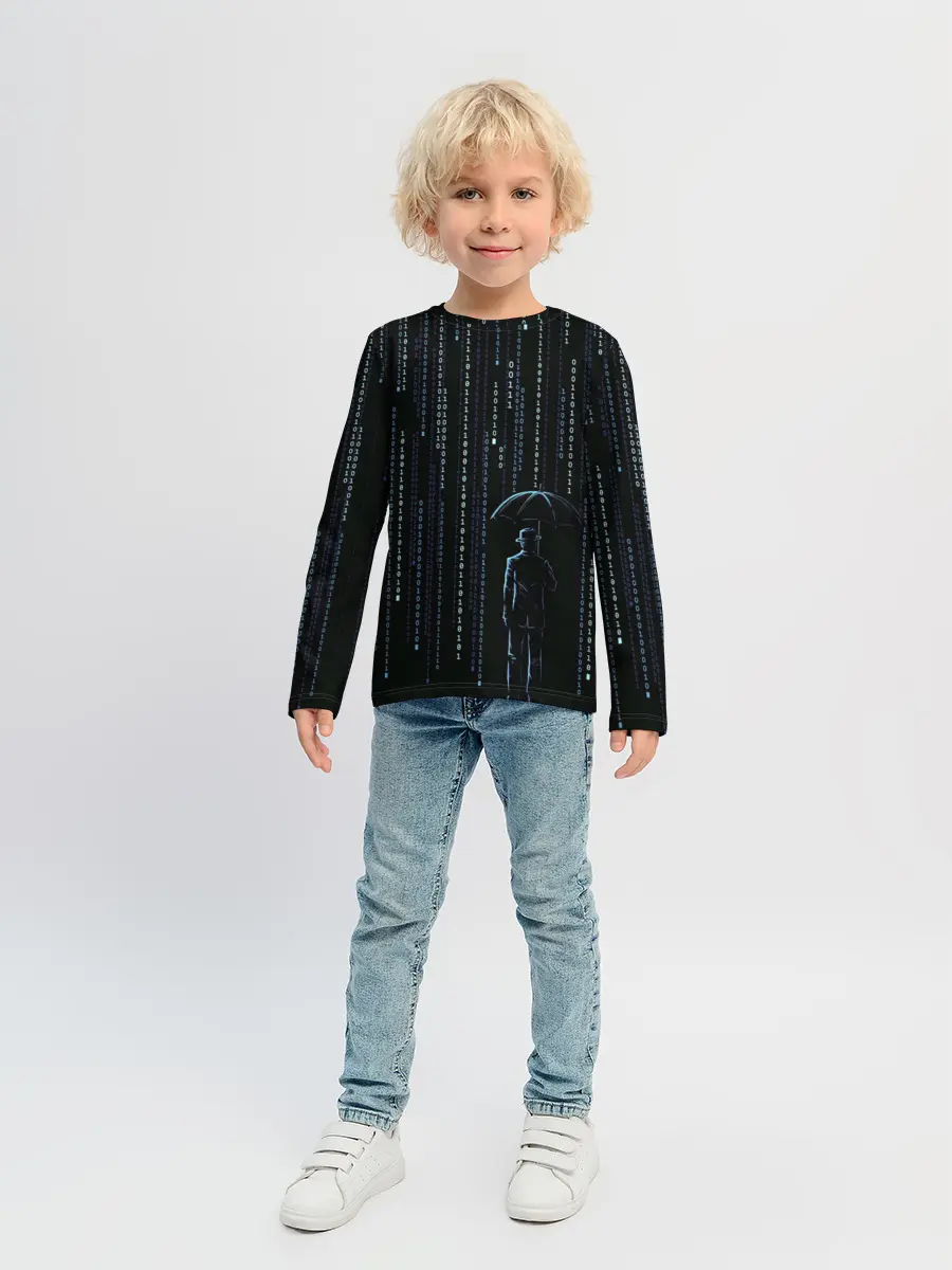 Детский лонгслив / Двоичный дождь, матрица