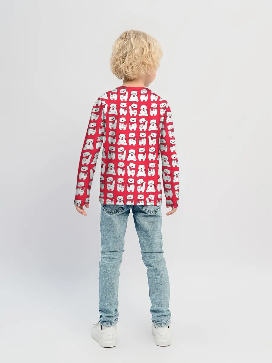 Детский лонгслив / Мишки в шарфиках