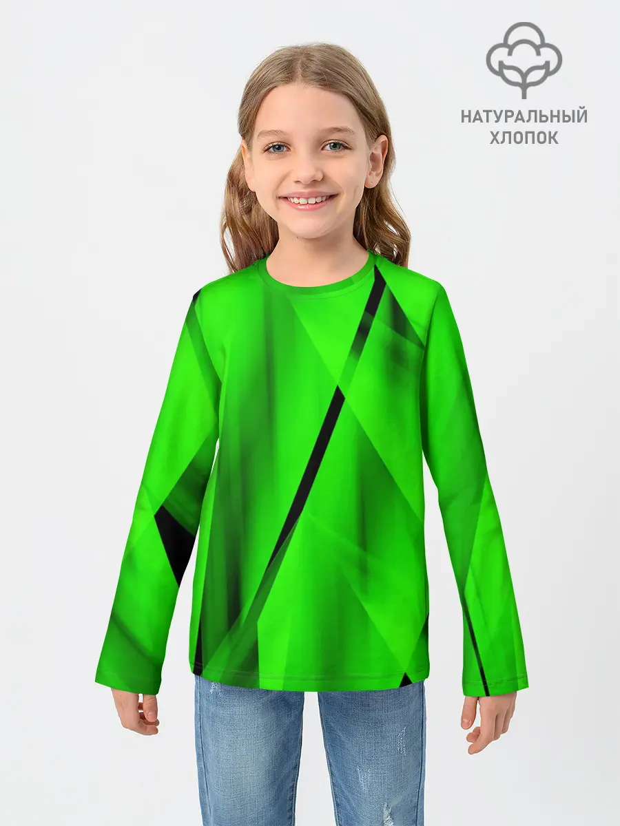 Детский лонгслив / Зеленый неон