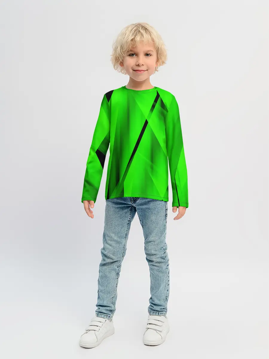 Детский лонгслив / Зеленый неон