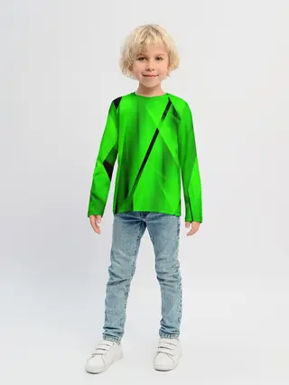 Детский лонгслив / Зеленый неон