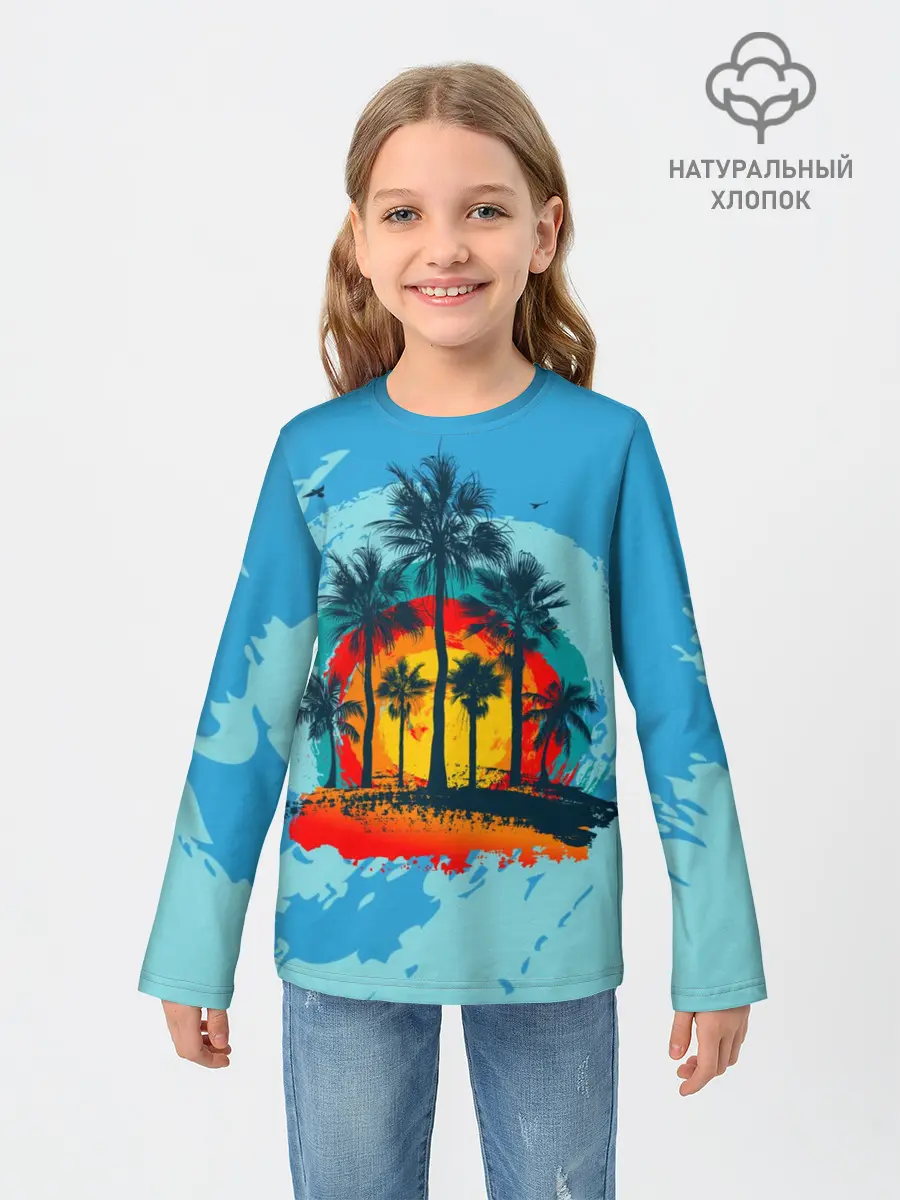 Детский лонгслив / Море. Пальмы. Песок