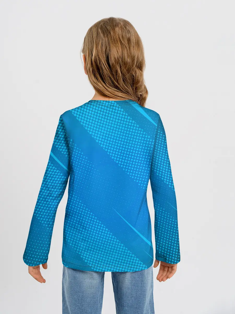 Детский лонгслив / Initial D машина на голубом фоне