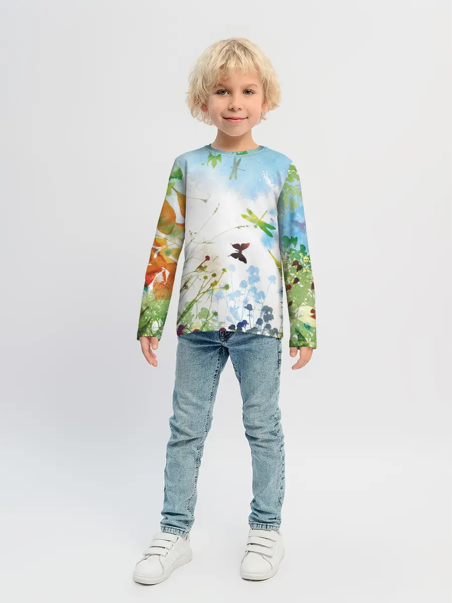 Детский лонгслив / Summer акварель