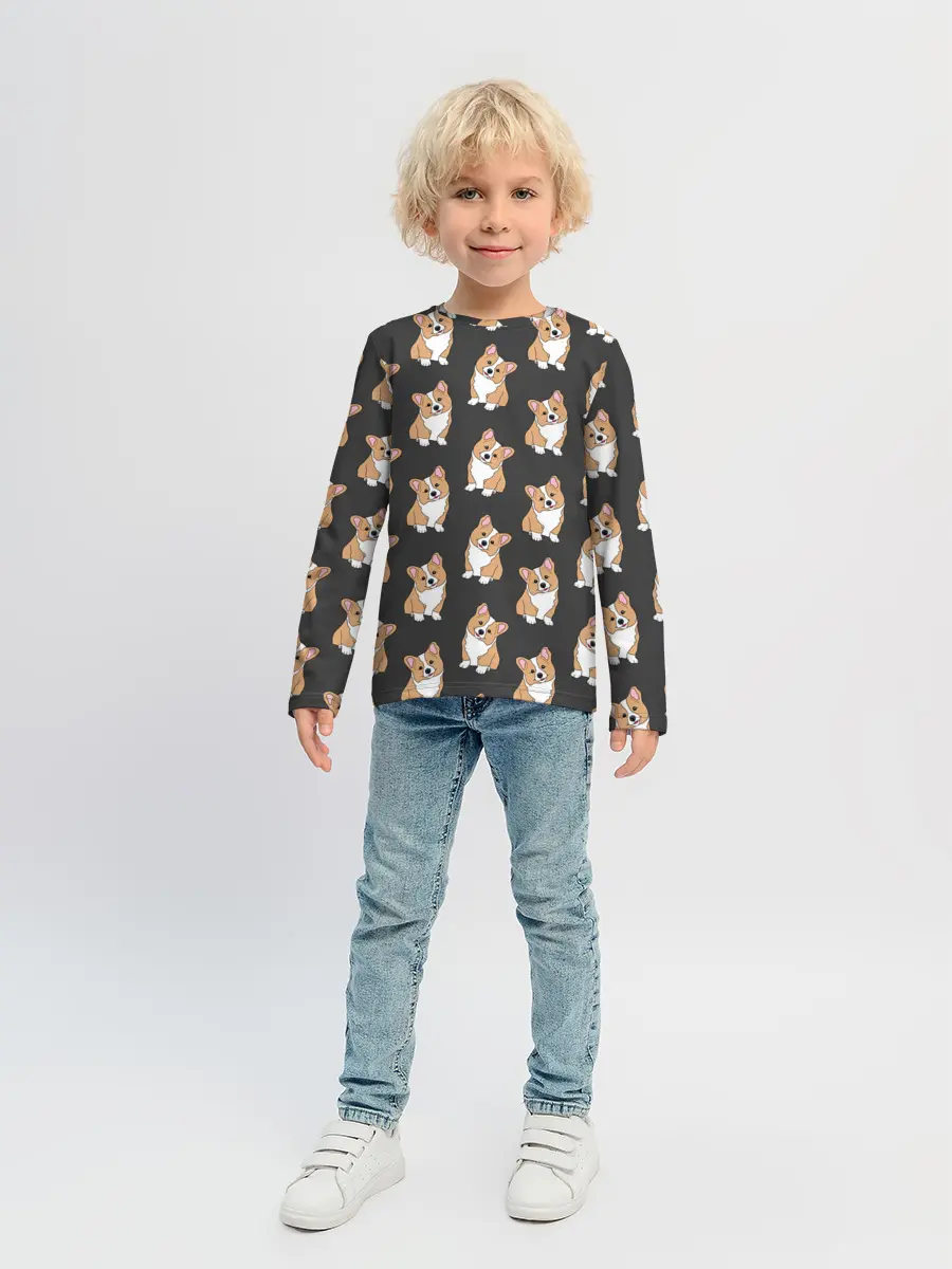 Детский лонгслив / Корги малыши