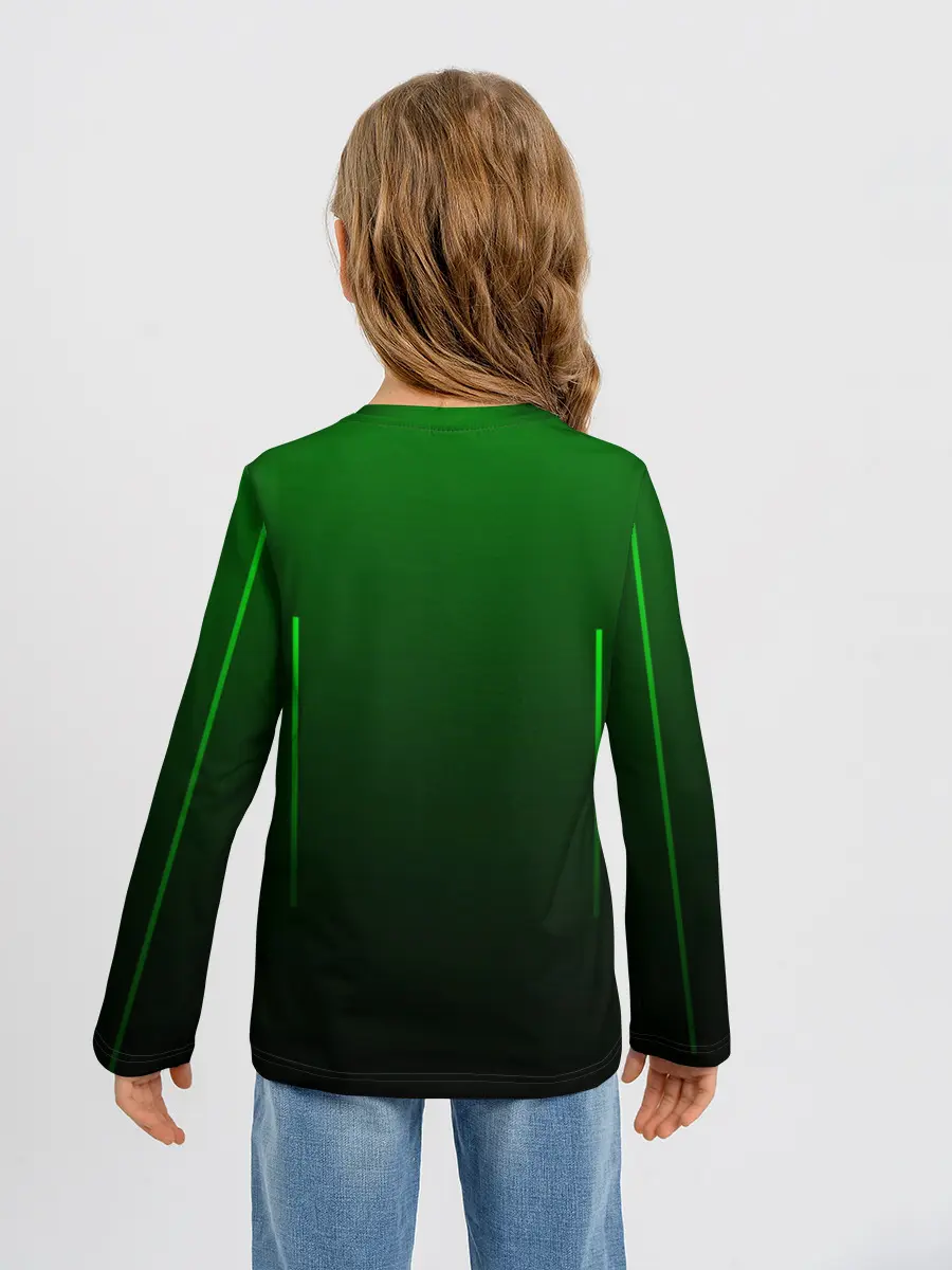 Детский лонгслив / Неоновые линии на градиенте