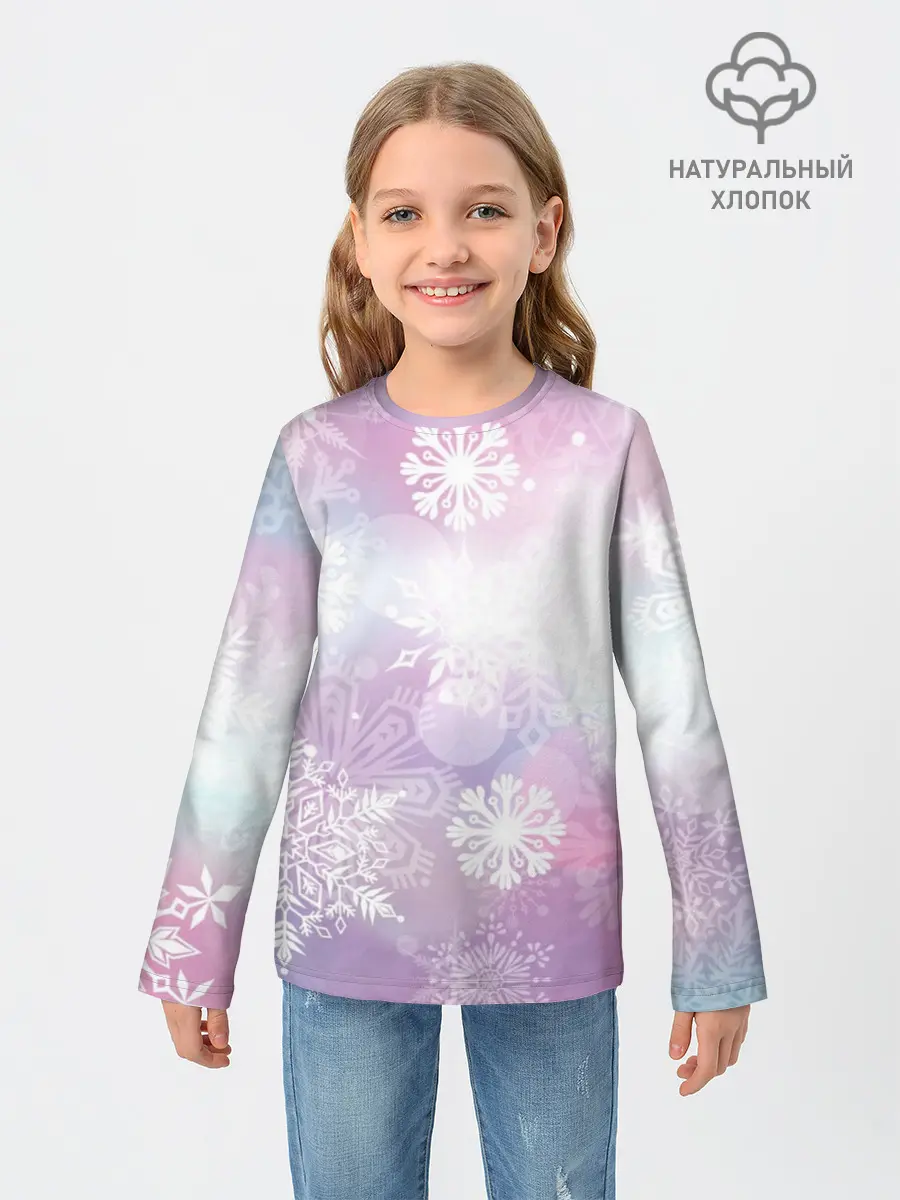 Детский лонгслив / снежинки