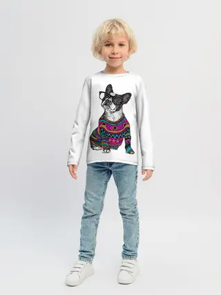 Детский лонгслив / Мопс Хипстер