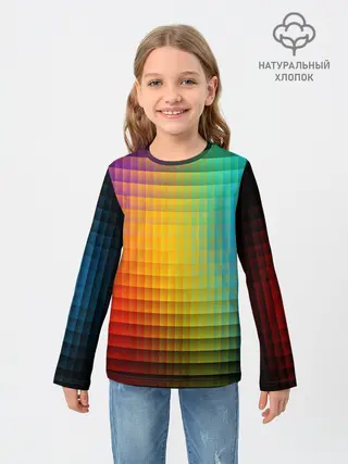 Детский лонгслив / Разноцветные пиксели
