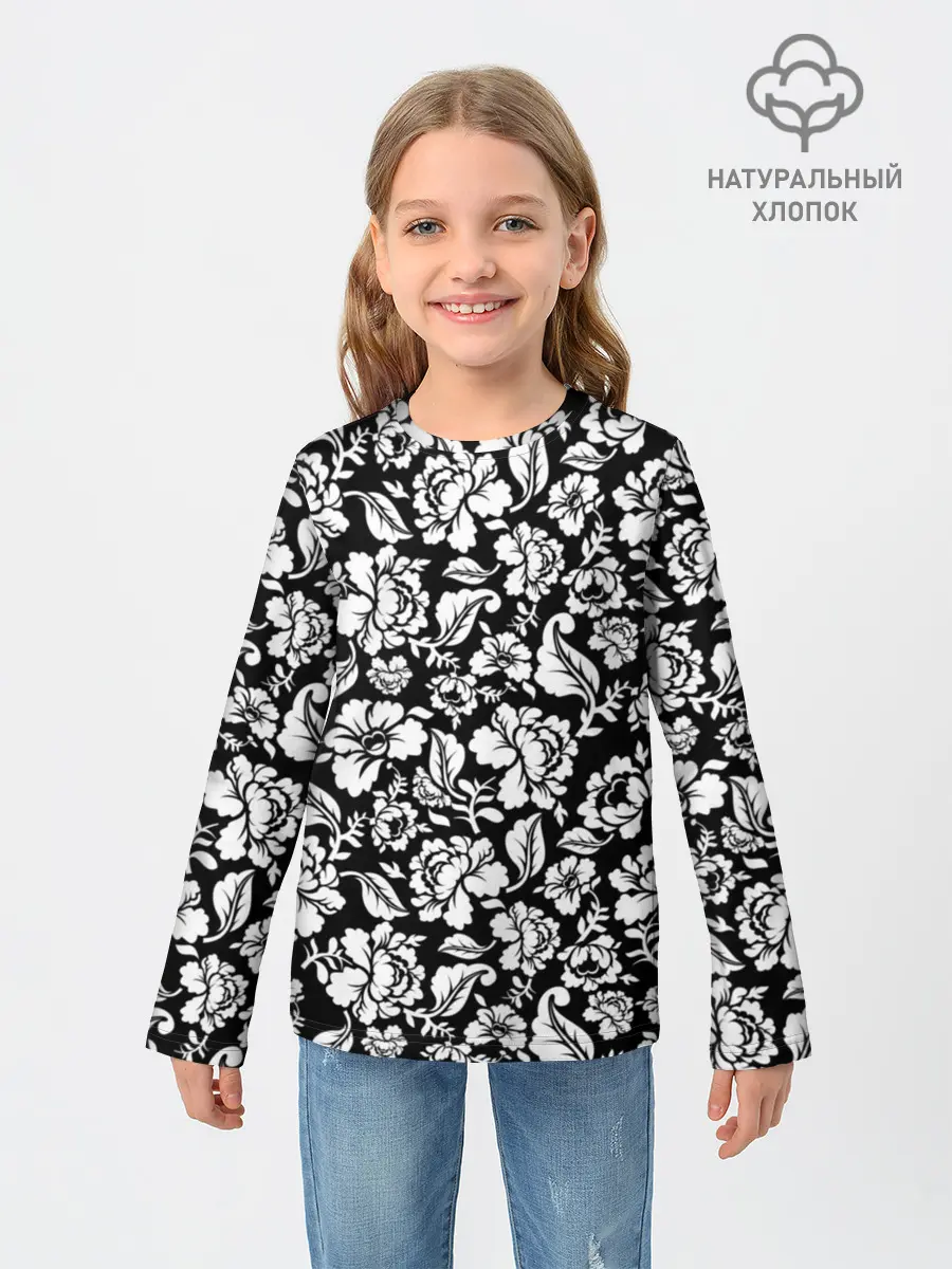 Детский лонгслив / White flowers