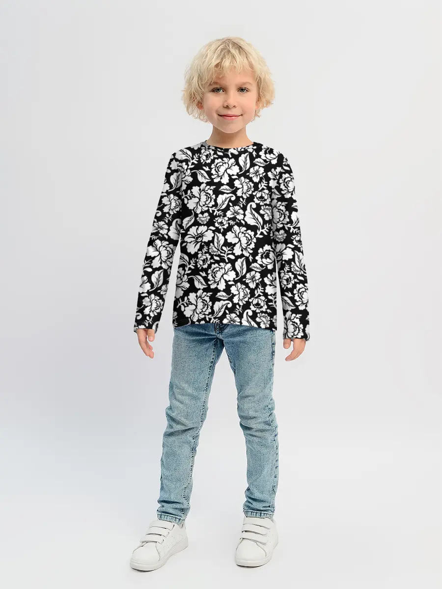 Детский лонгслив / White flowers