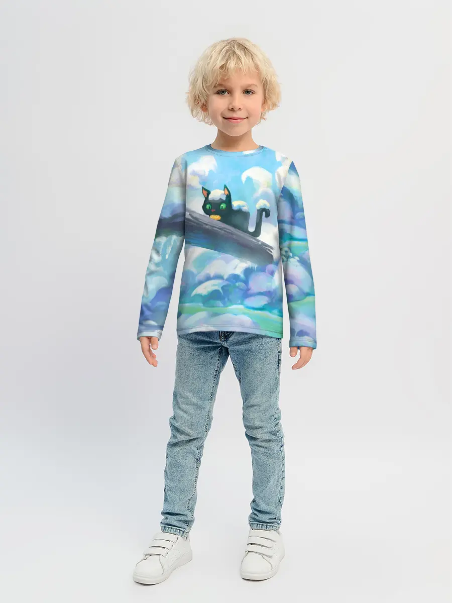 Детский лонгслив / Снежный котенок