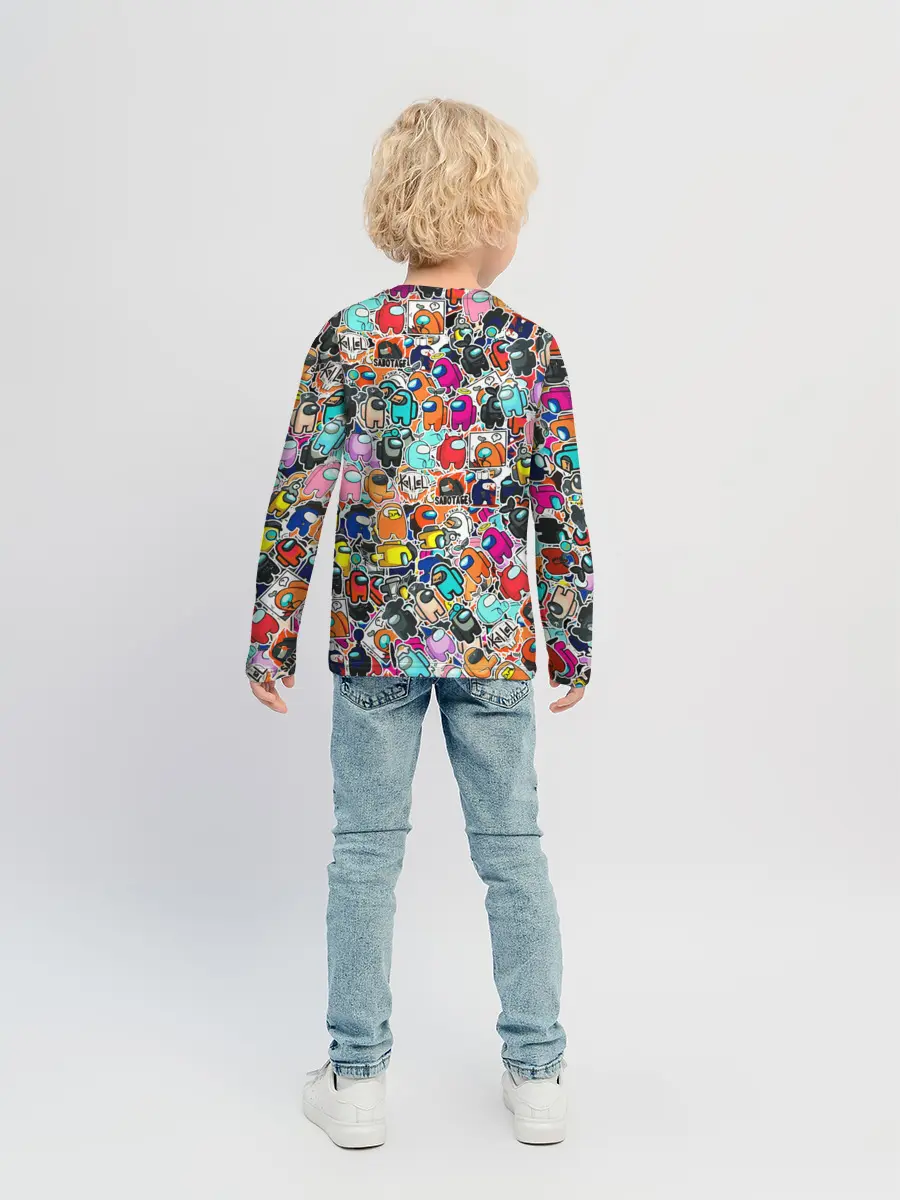 Детский лонгслив / Among Us sticker bombing