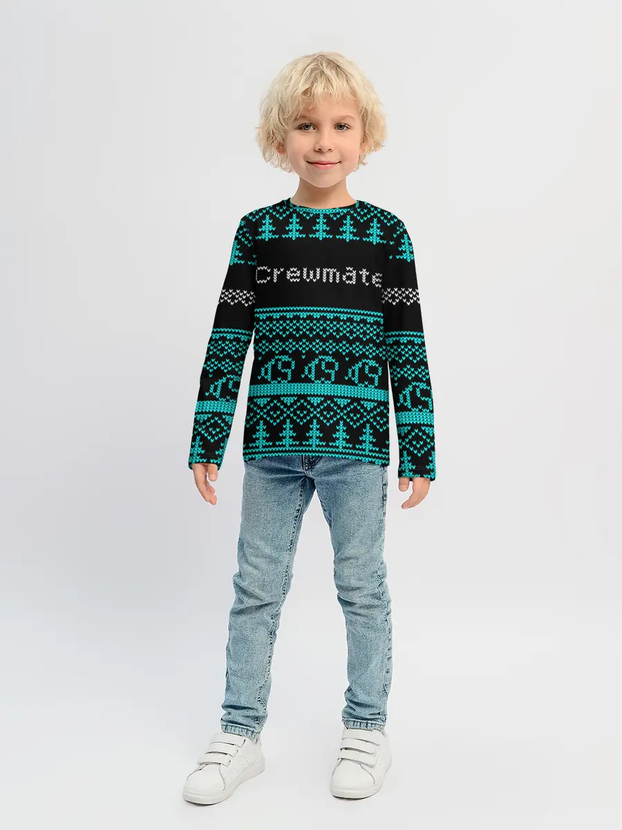 Детский лонгслив / AMONG US - Crewmate НОВЫЙ ГОД