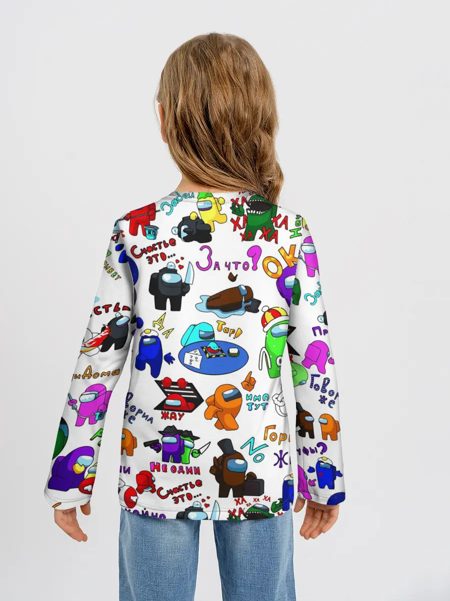 Детский лонгслив / AMONG US STICKERBOMBING