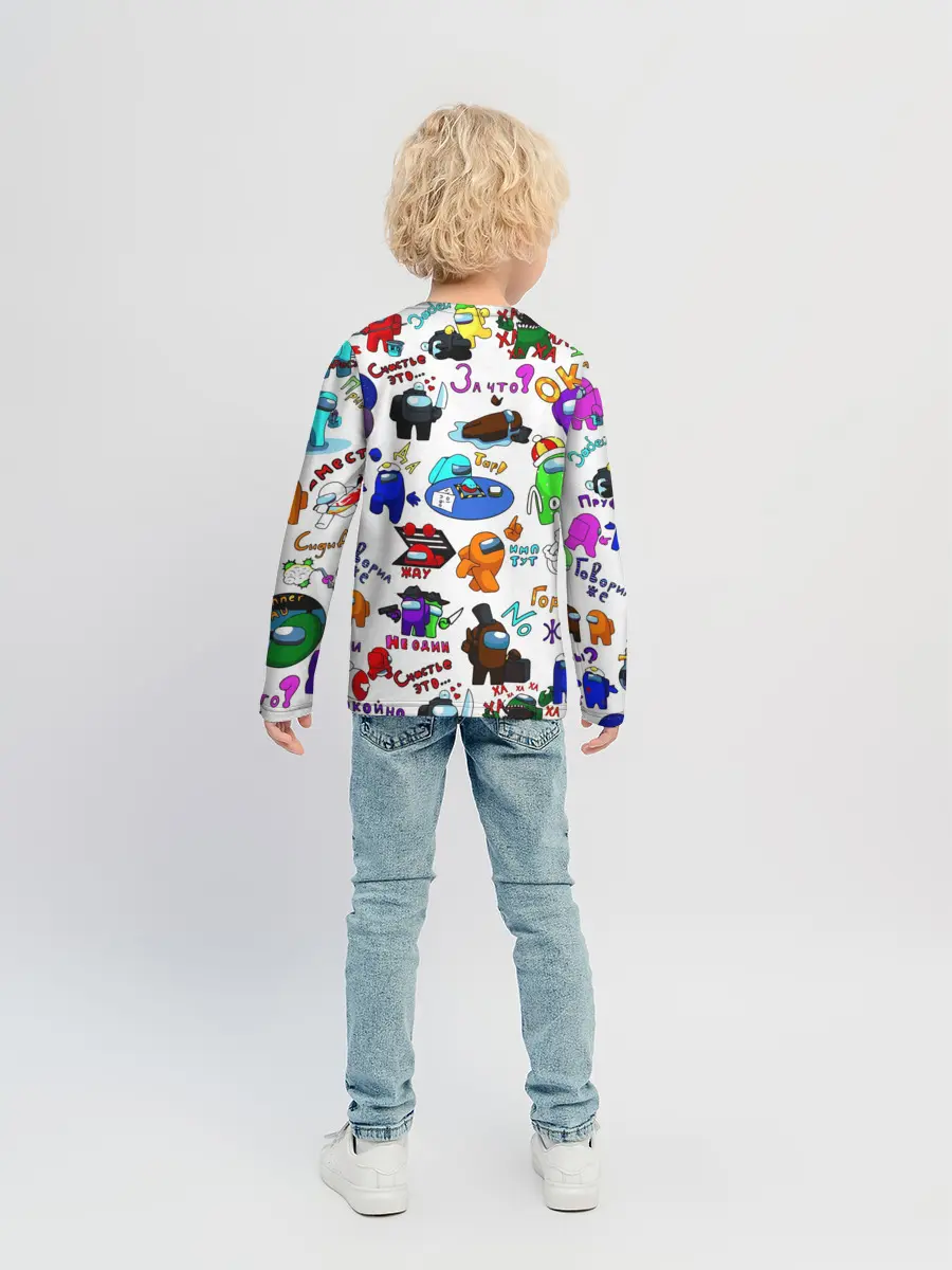 Детский лонгслив / AMONG US STICKERBOMBING