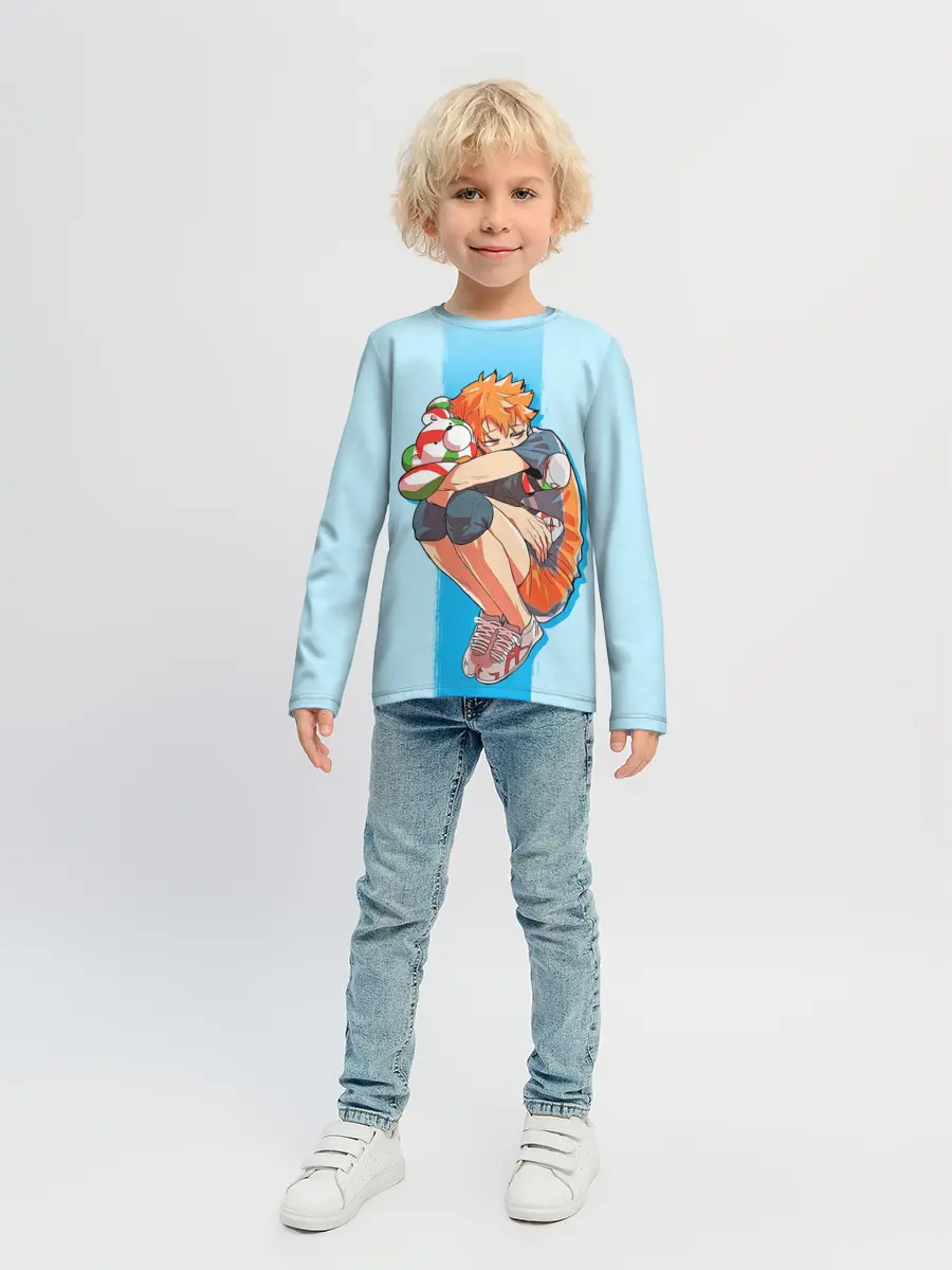 Детский лонгслив / Хината на синем фоне