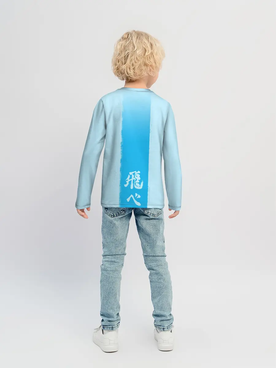 Детский лонгслив / Хината на синем фоне