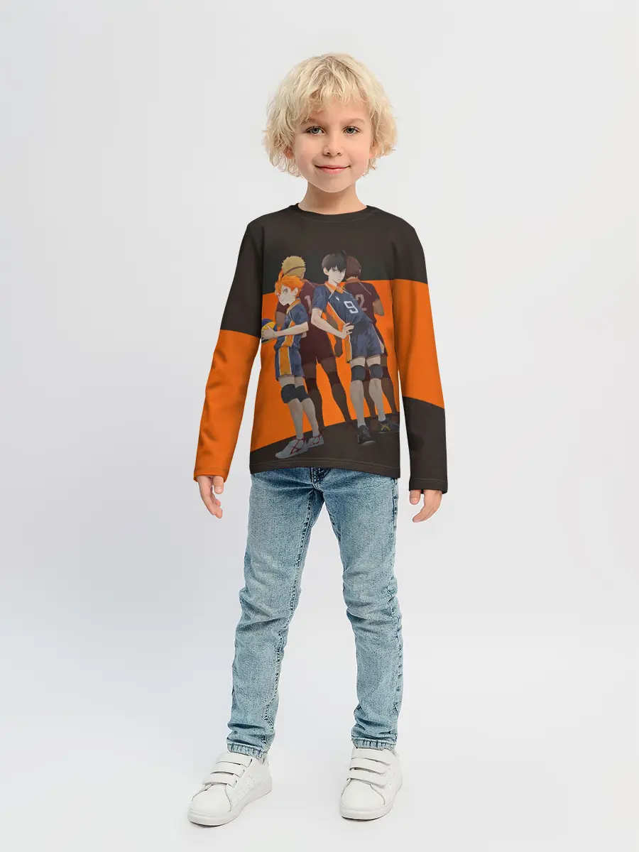 Детский лонгслив / Karasuno оранжевая полоса