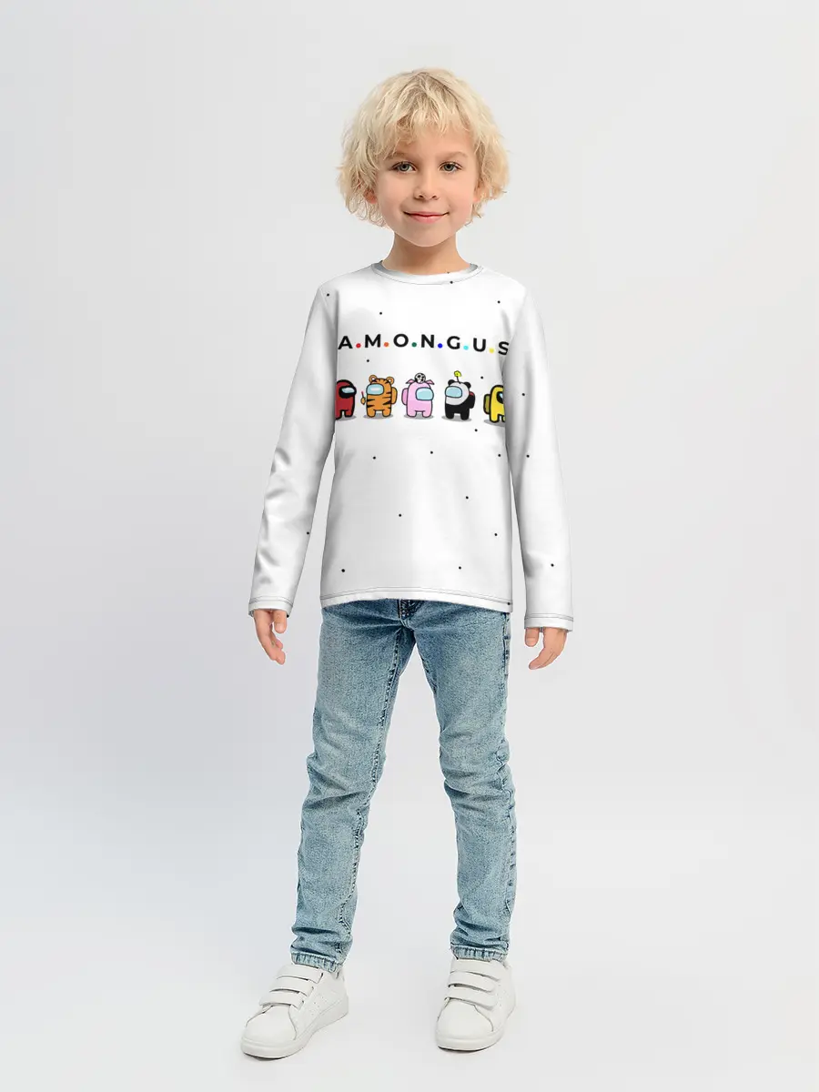 Детский лонгслив / Among Us | Белый Космос