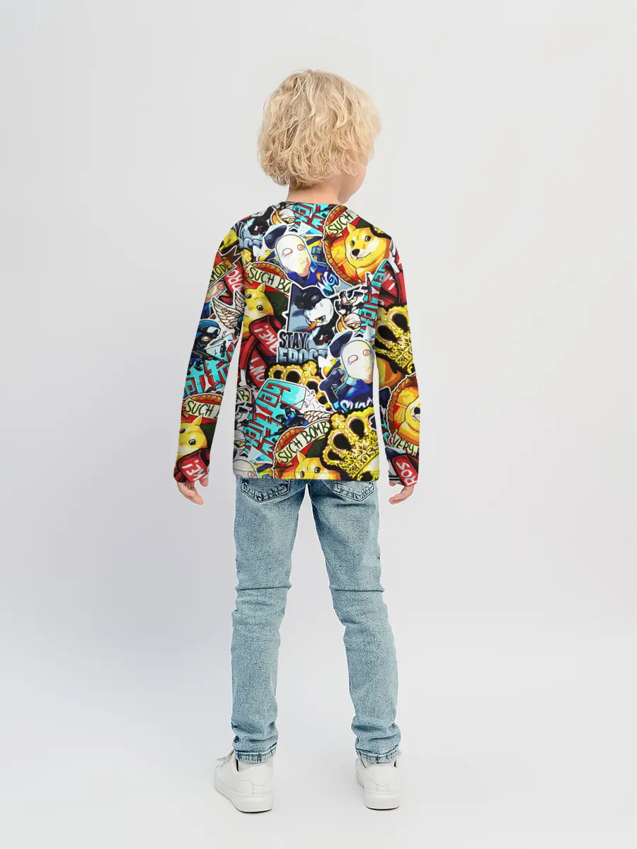 Детский лонгслив / CS GO STICKERBOMBING