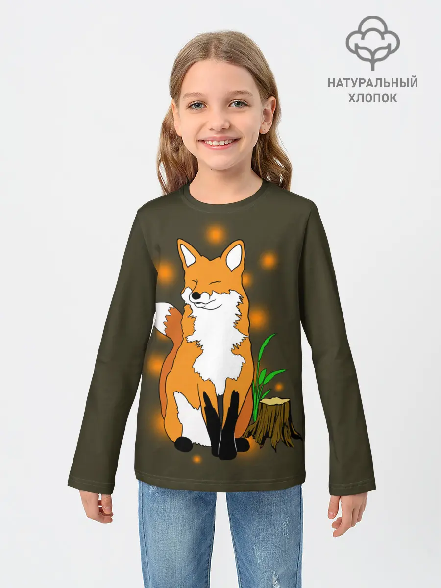 Детский лонгслив / Лиса в лесу