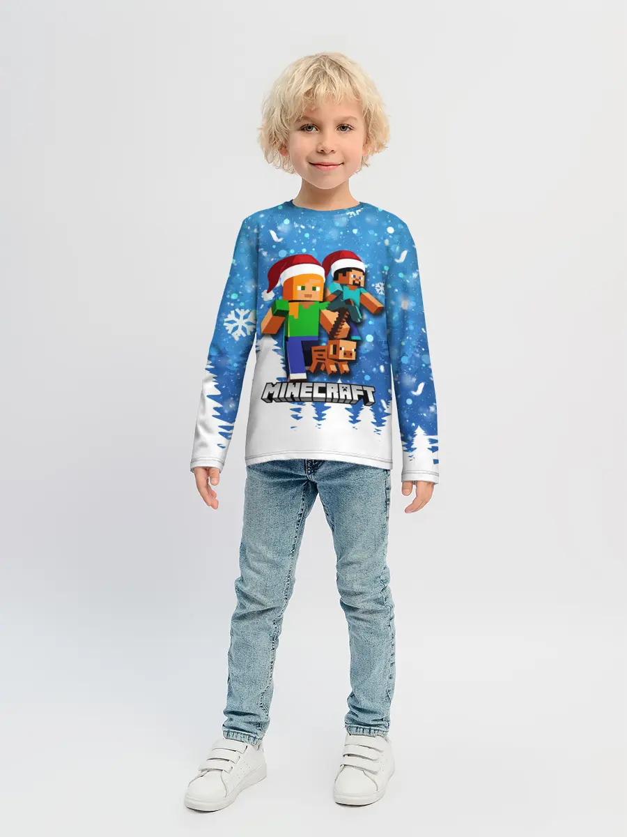Детский лонгслив / Новогодний Манкрафт