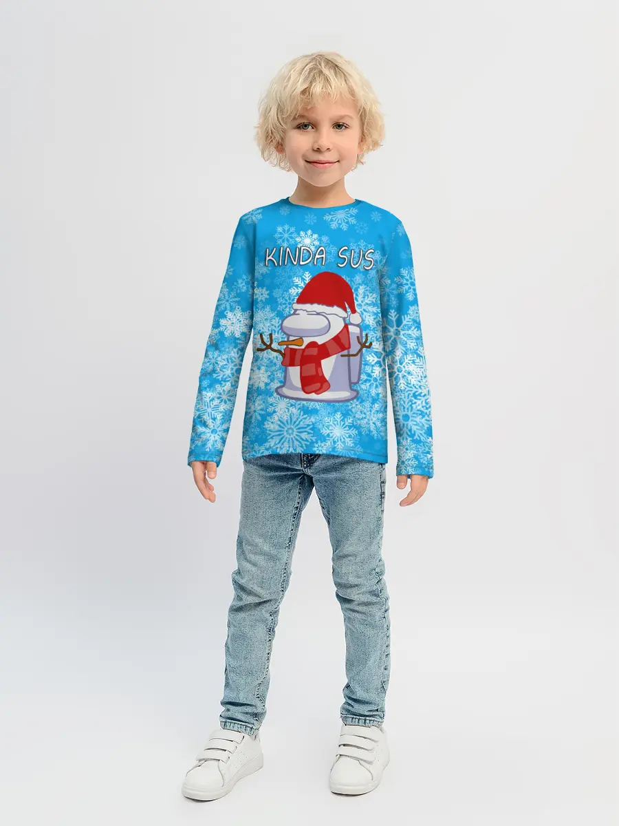 Детский лонгслив / AMONG US СНЕГОВИК