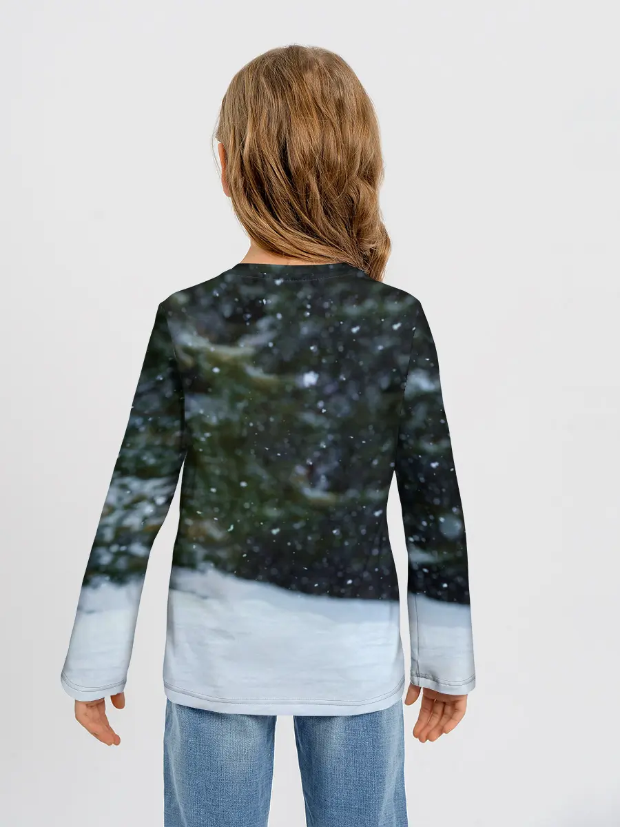 Детский лонгслив / Лиса в зимнем лесу