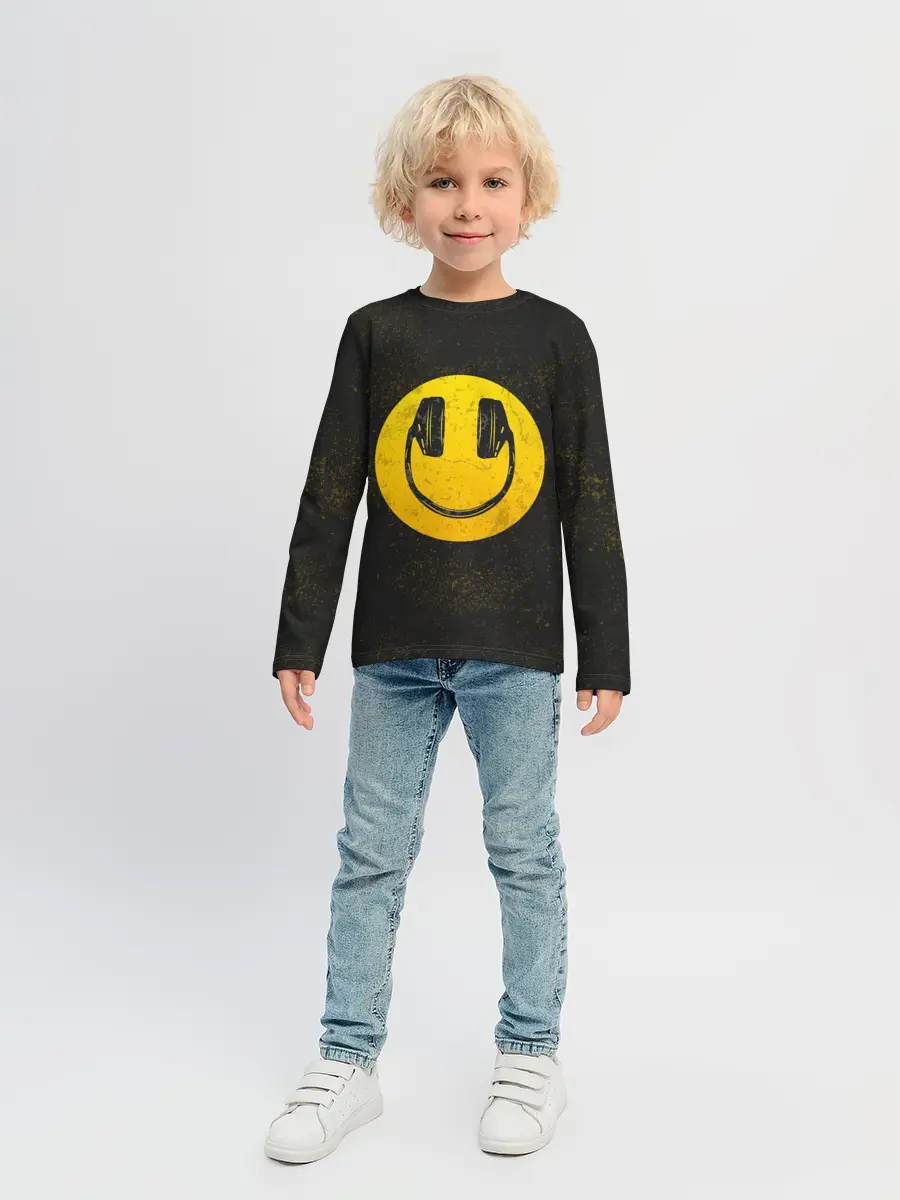 Детский лонгслив / Наушники Смайл