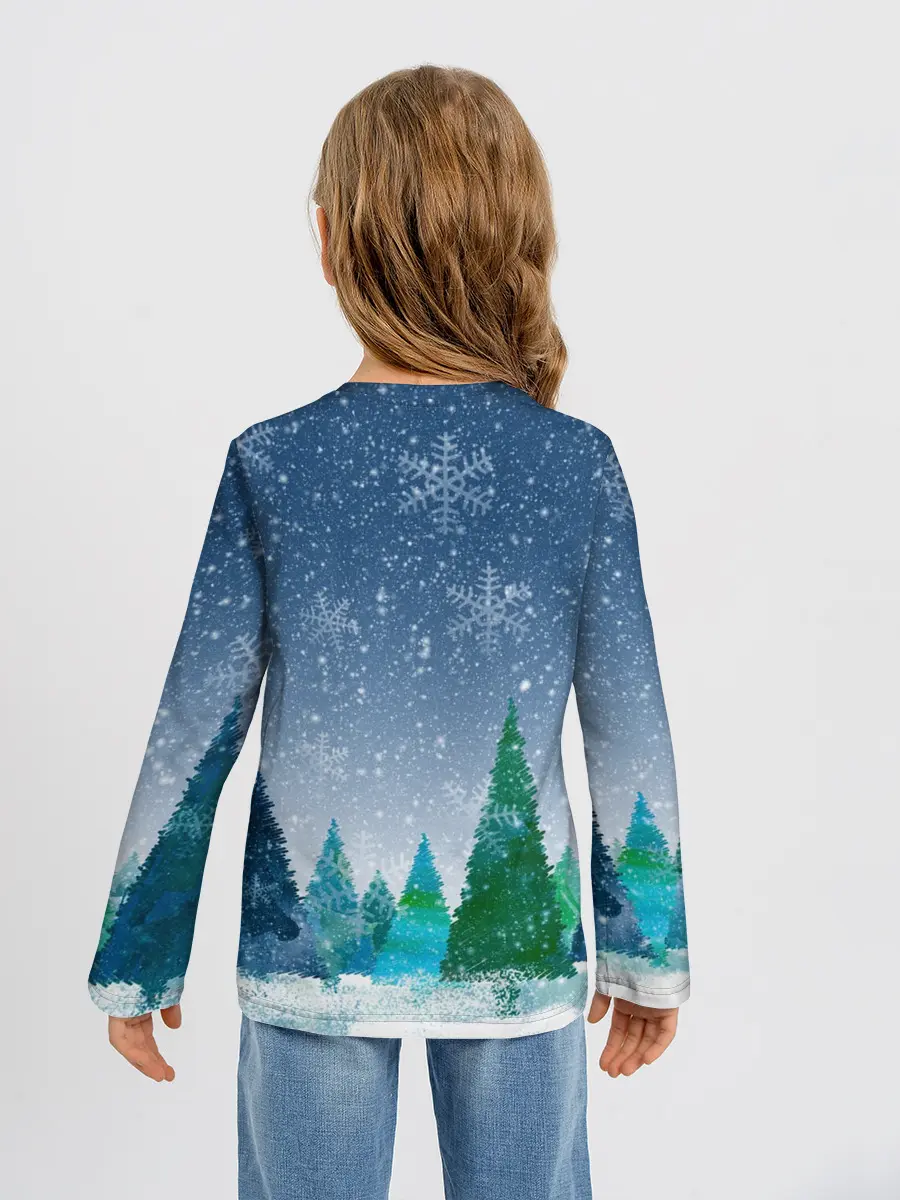 Детский лонгслив / Снежинки в лесу