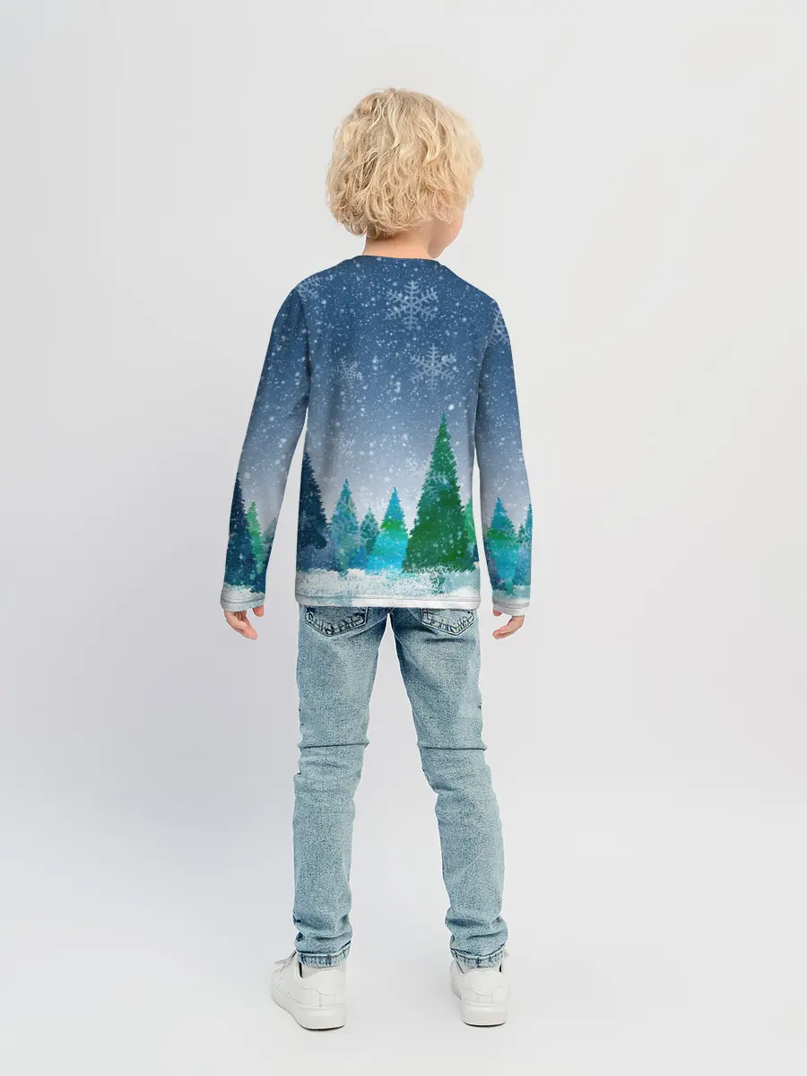 Детский лонгслив / Снежинки в лесу