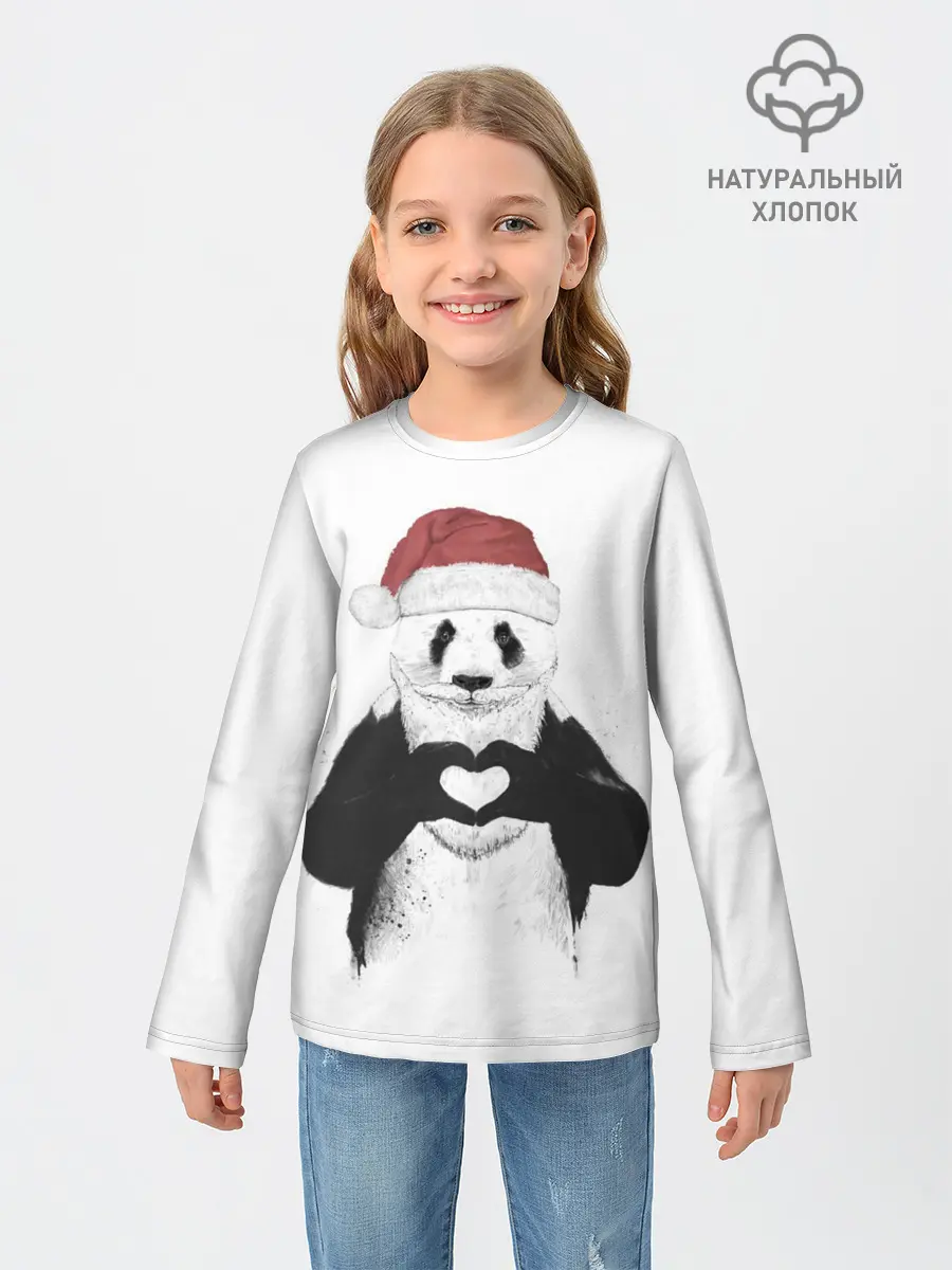 Детский лонгслив / Панда Клаус