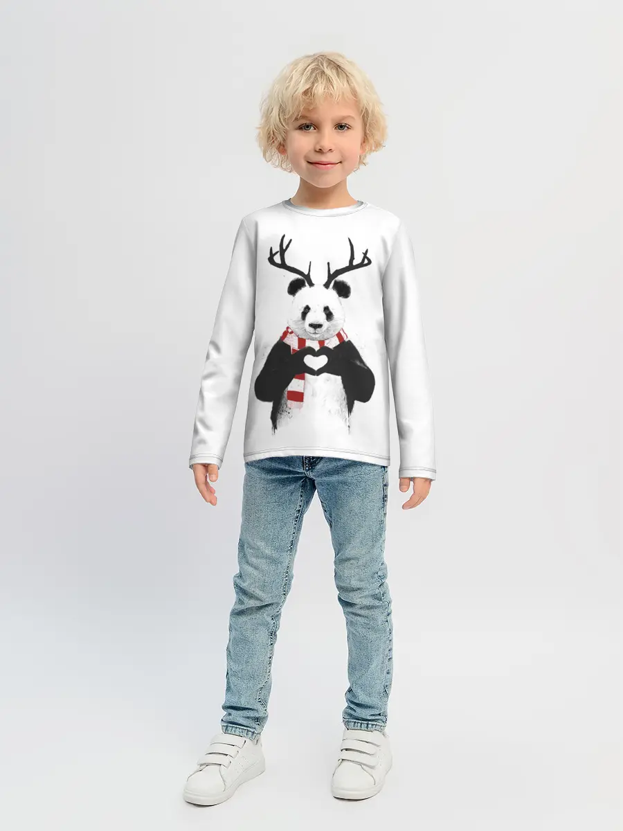 Детский лонгслив / Новогодний Панда