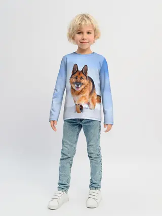 Детский лонгслив / Овчарка и снег