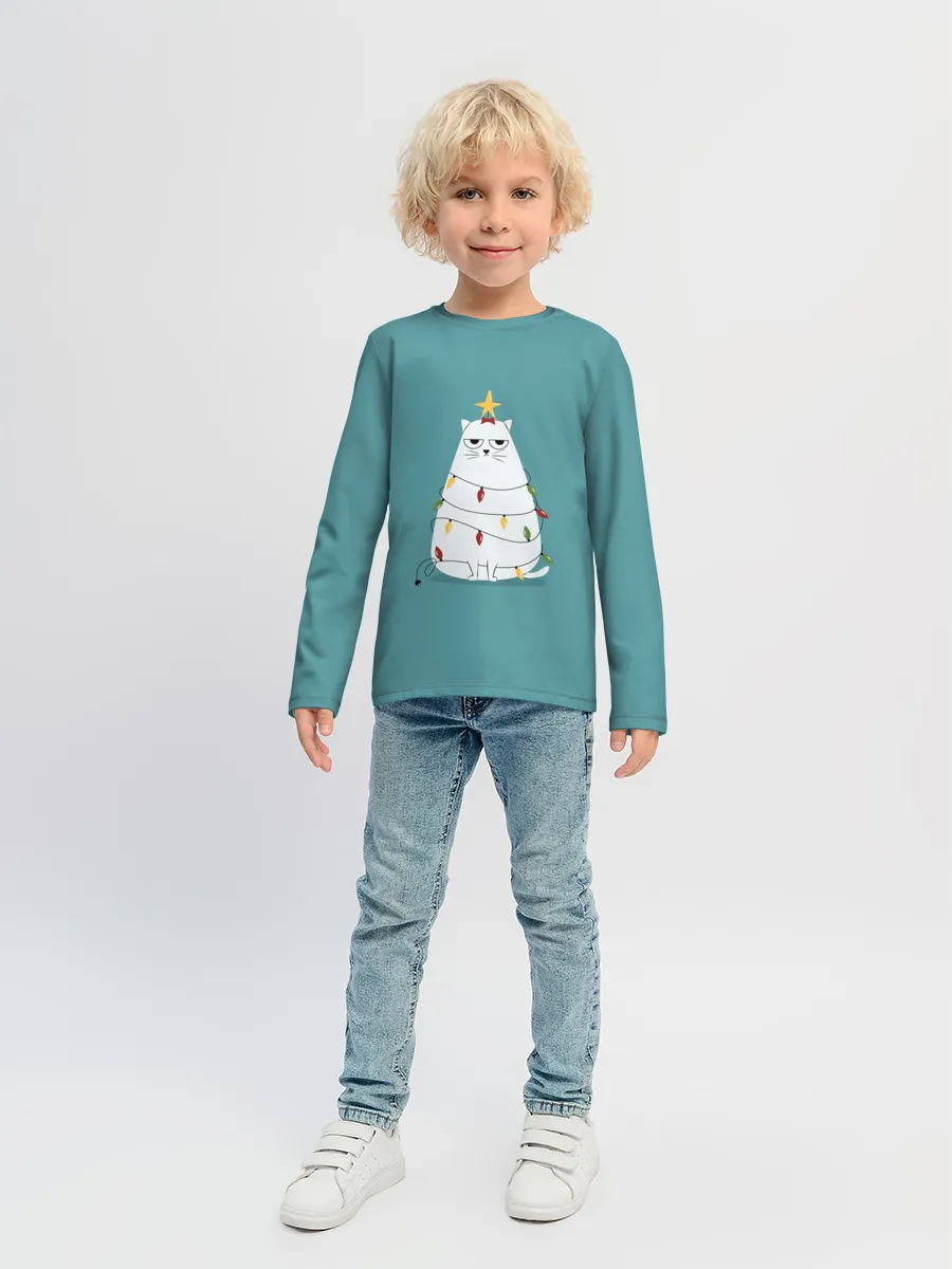 Детский лонгслив / Кото-ёлка
