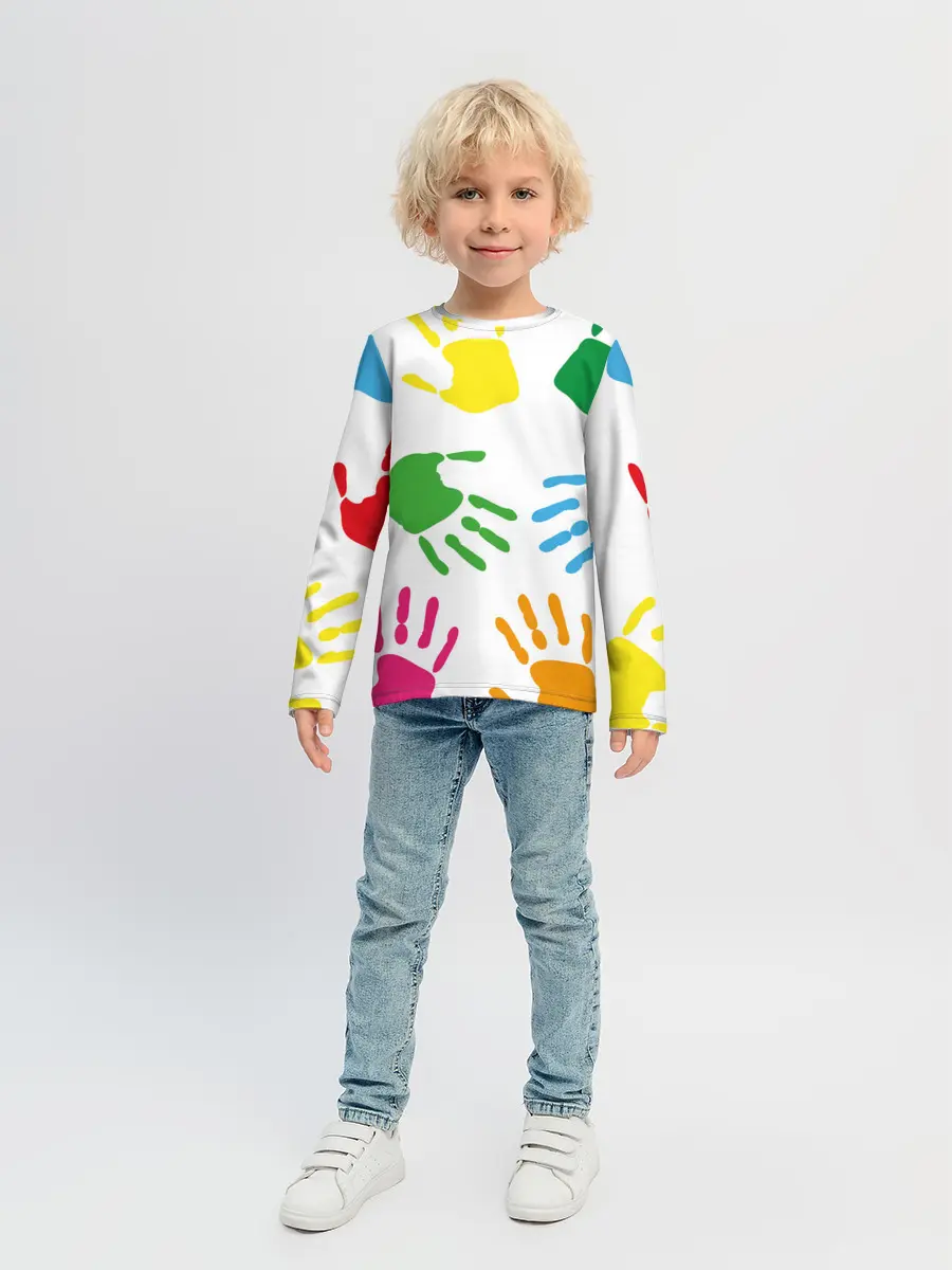 Детский лонгслив / Цветные ладошки - Детский узор